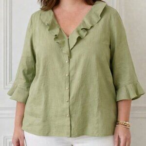 AVENUE Faux Suede Top w/ Ruffles 24-Plus